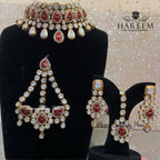 Urooj Polki Bridal set- Ruby