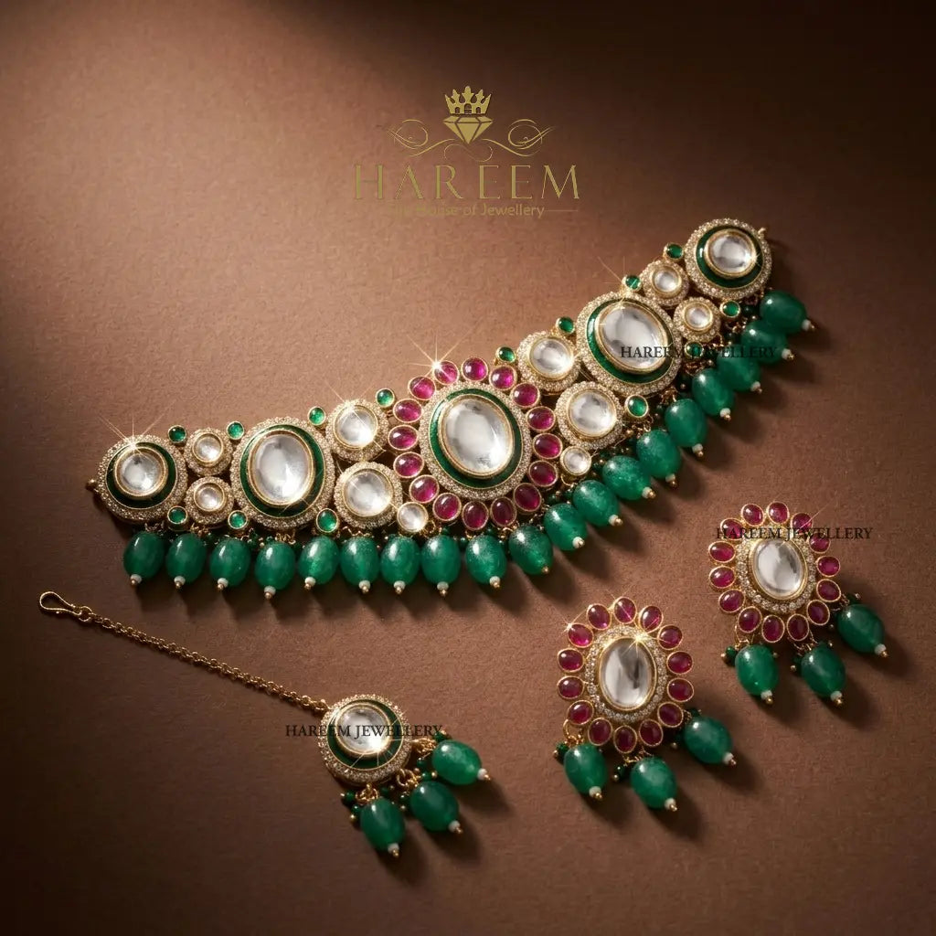 Ujala Polki  set - Emerald