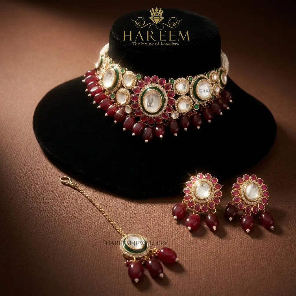 Ujala Polki  set- Ruby Pink