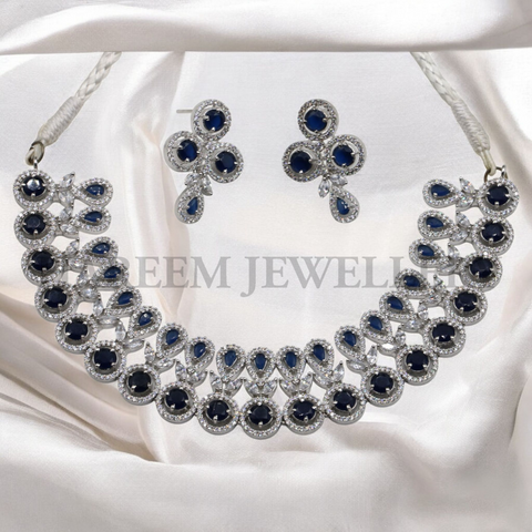 Blue Sapphire Diamond Style Set