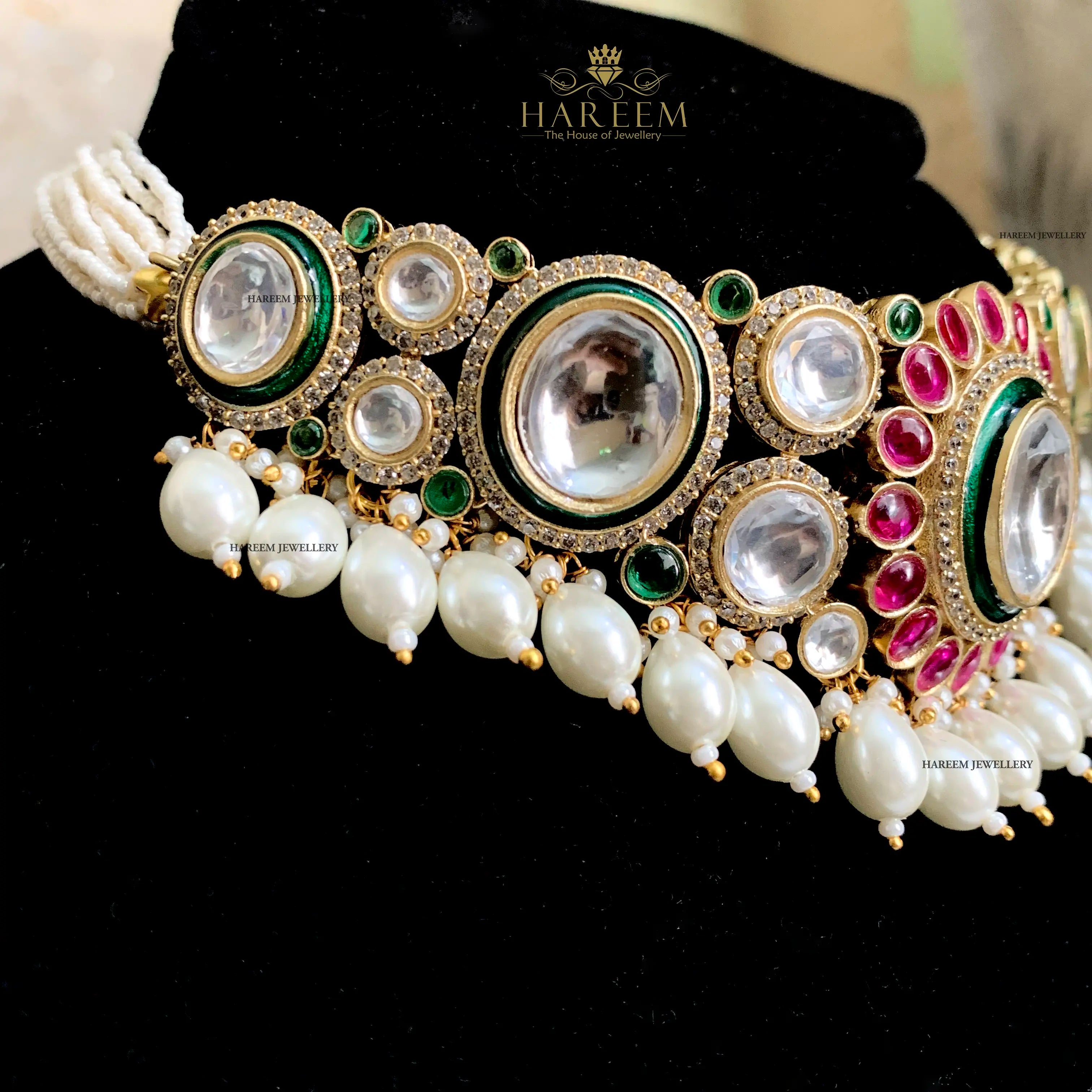 Ujala Polki  set- Pearls Ruby Gold