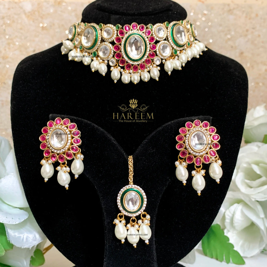 Ujala Polki  set- Pearls Ruby Gold