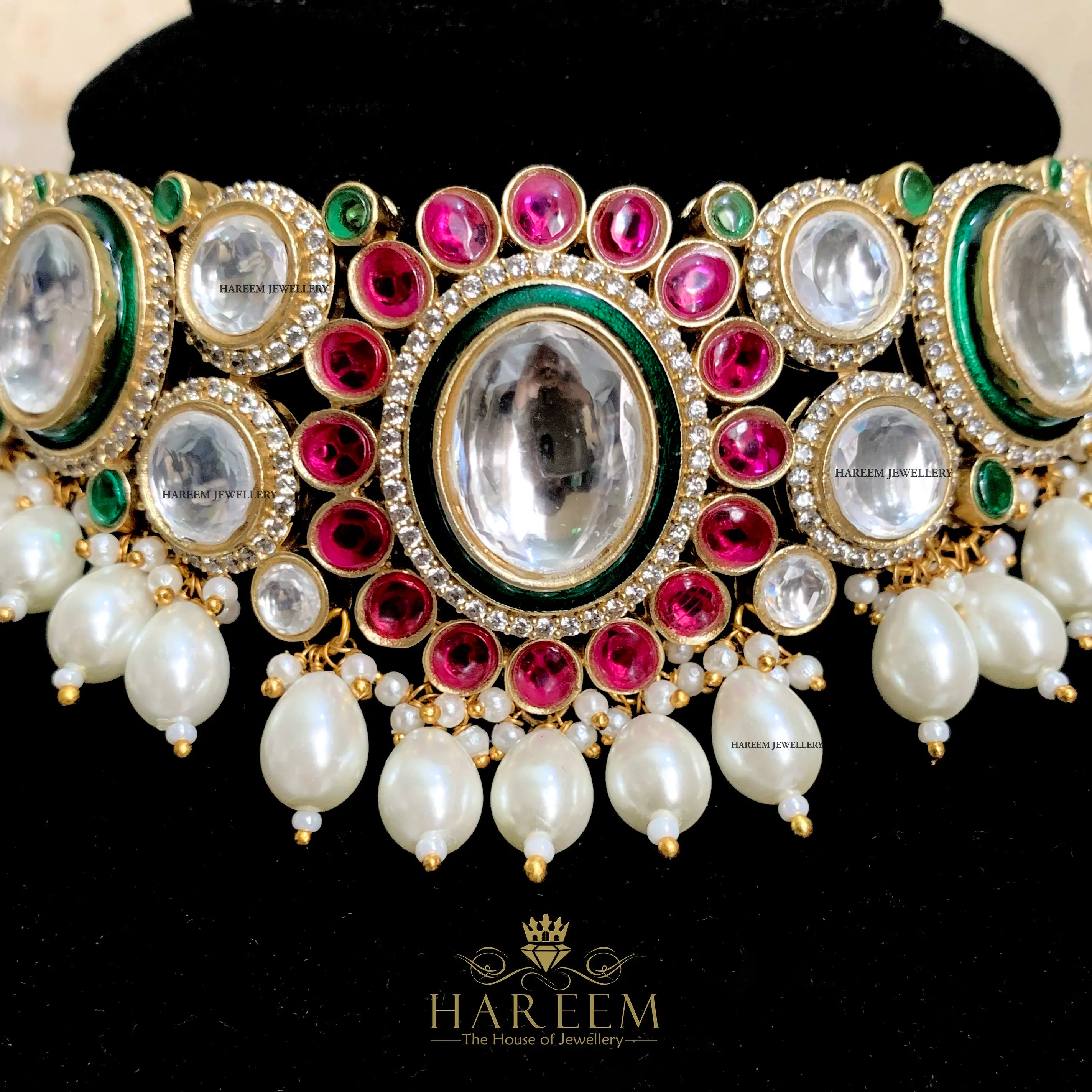 Ujala Polki  set- Pearls Ruby Gold