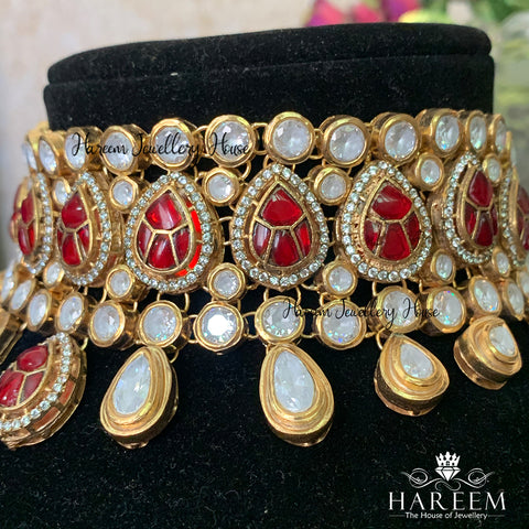 Urooj Polki Bridal set- Ruby