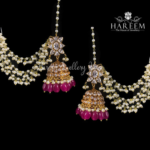 Samreen  Earrings - Rani Hot pink