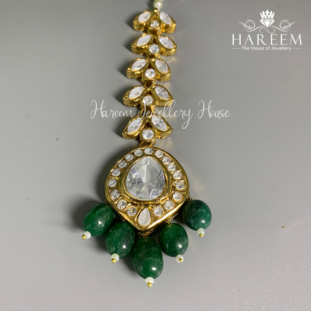 Yashmah - Emerald Polki tika