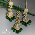 Yashmah - Emerald Polki Earrings tika combo