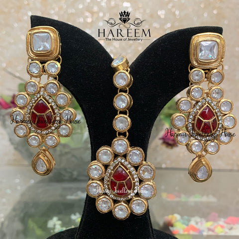 Urooj Polki Bridal set- Ruby