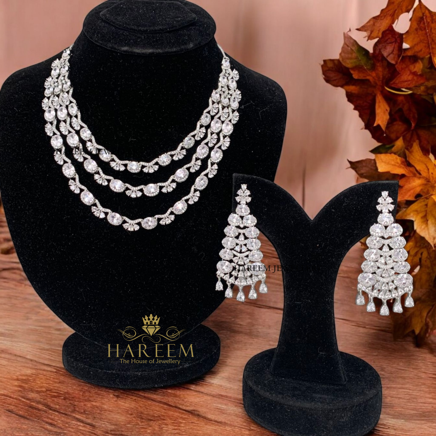 3 Layer flower Dimonte Necklace Set