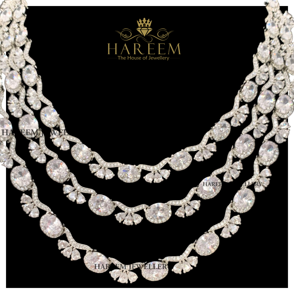 3 Layer flower Dimonte Necklace Set