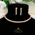american diamond solitare set in gold platting by hareem Jewellery house 