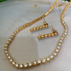 american diamond solitare jewelry set in gold platting by hareem Jewellery house 