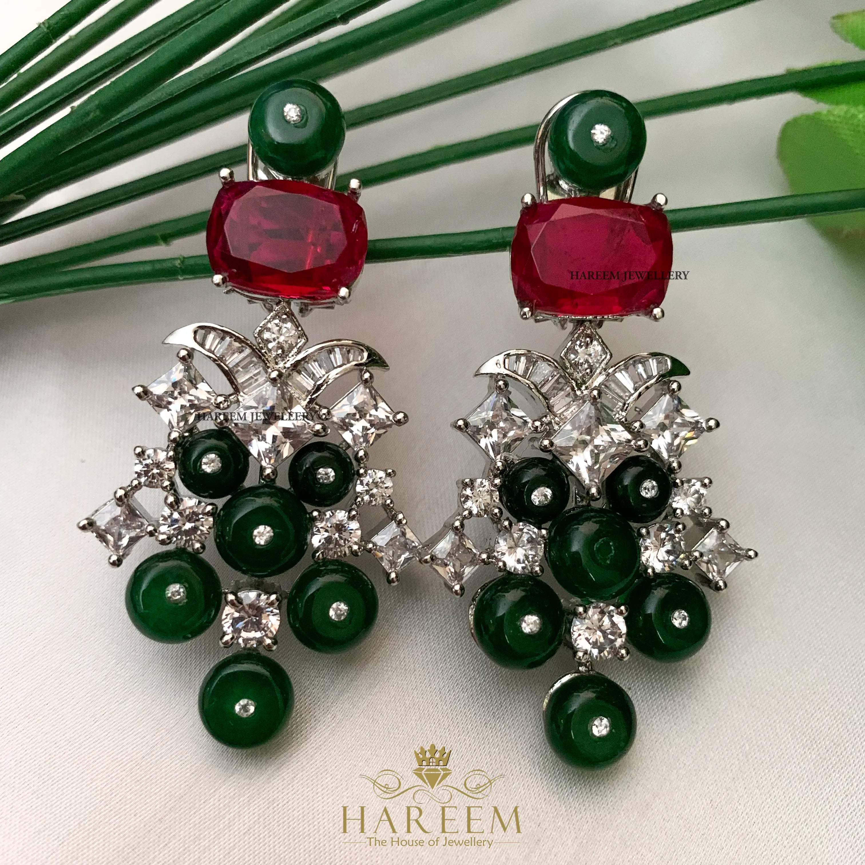Noora Ruby Emerald  Necklace Set