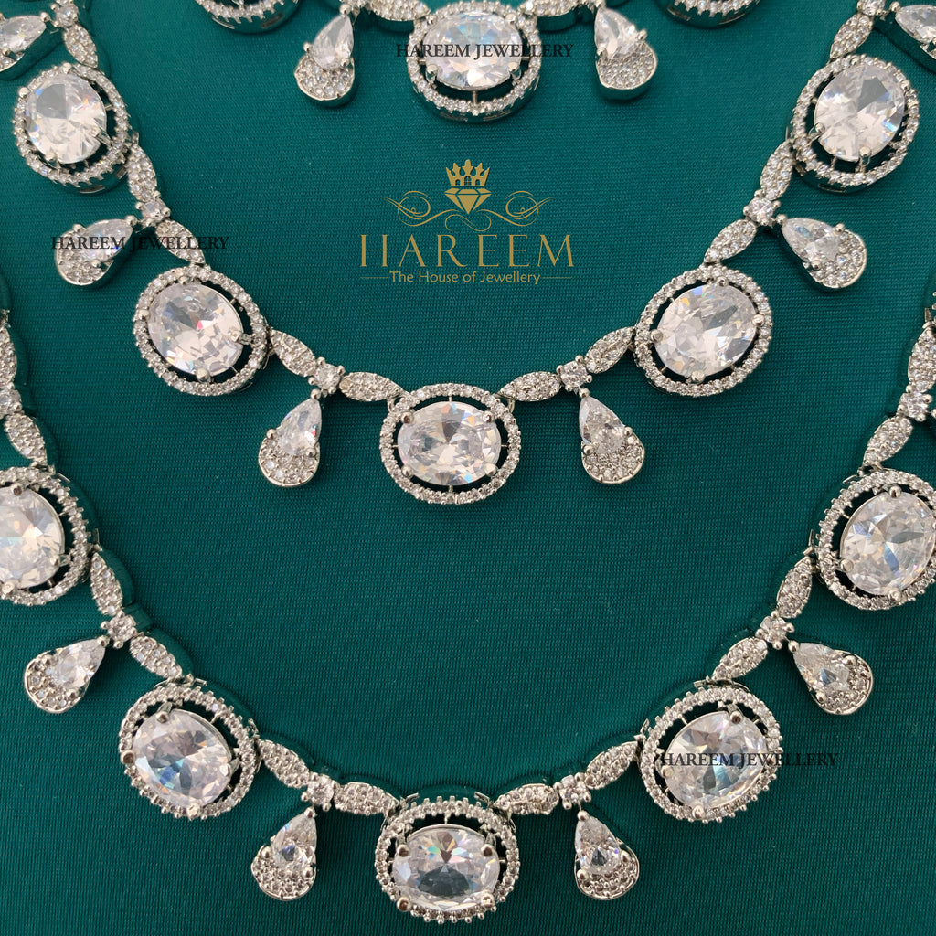 Amour 3 Layers of  Dimonte American Diamond Necklace Set