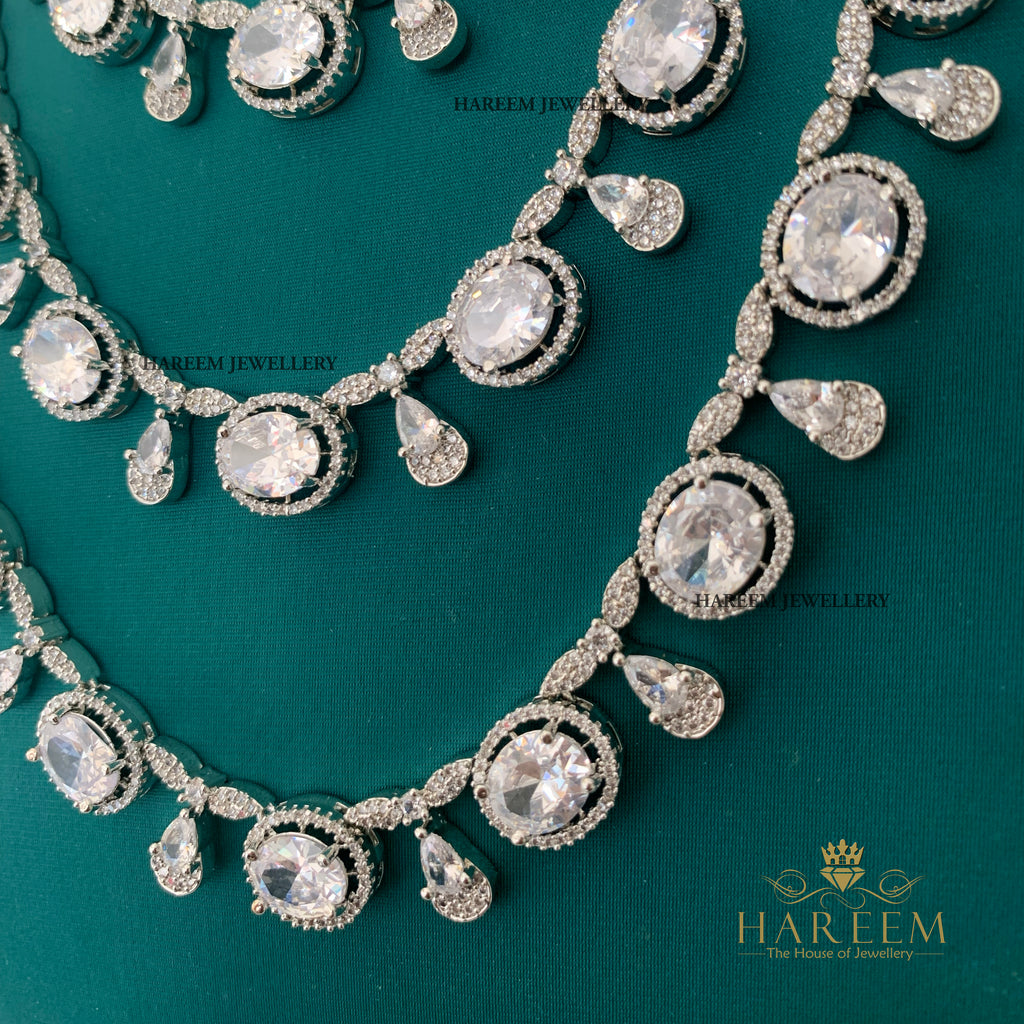Amour 3 Layers of  Dimonte American Diamond Necklace Set