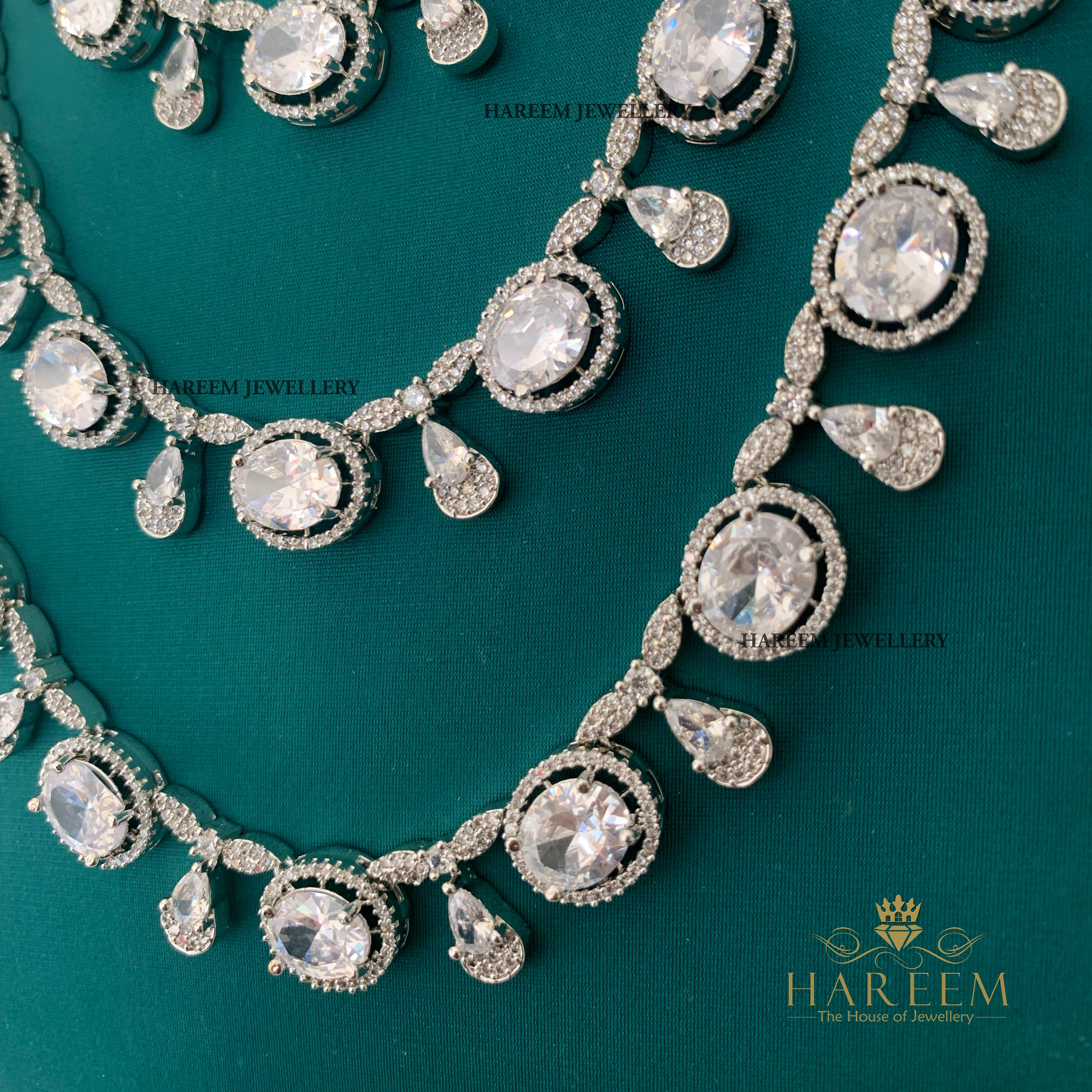 Amour 3 Layers of  Dimonte American Diamond Necklace Set