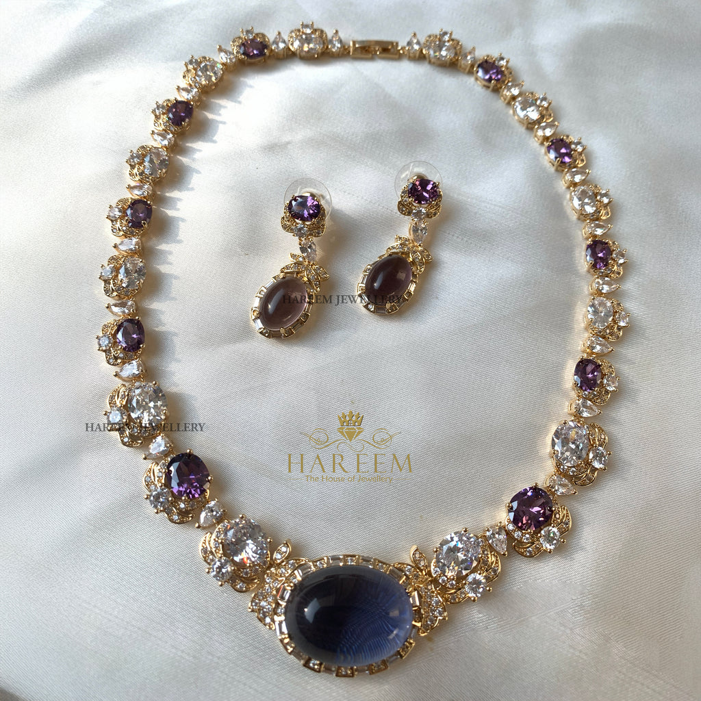 Lavender Amythest Aura Necklace Set