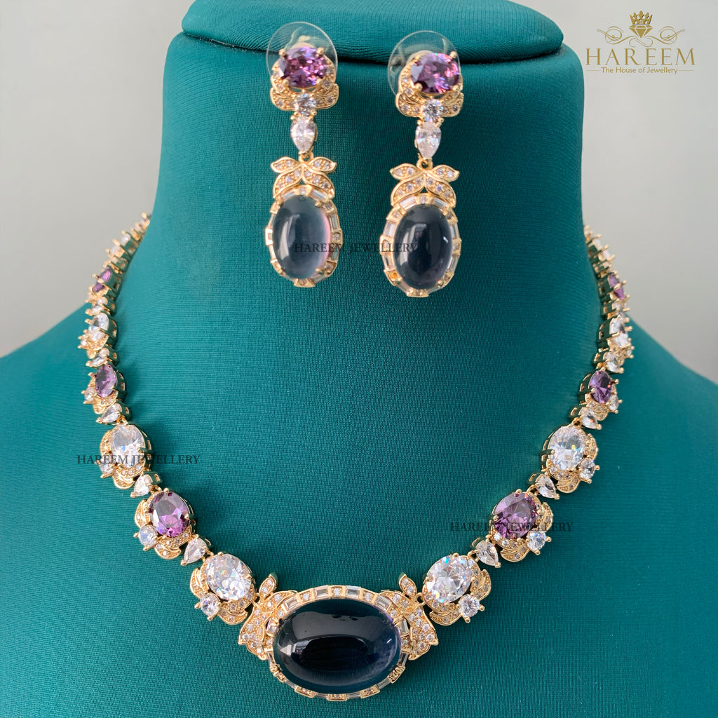 Lavender Amythest Aura Necklace Set