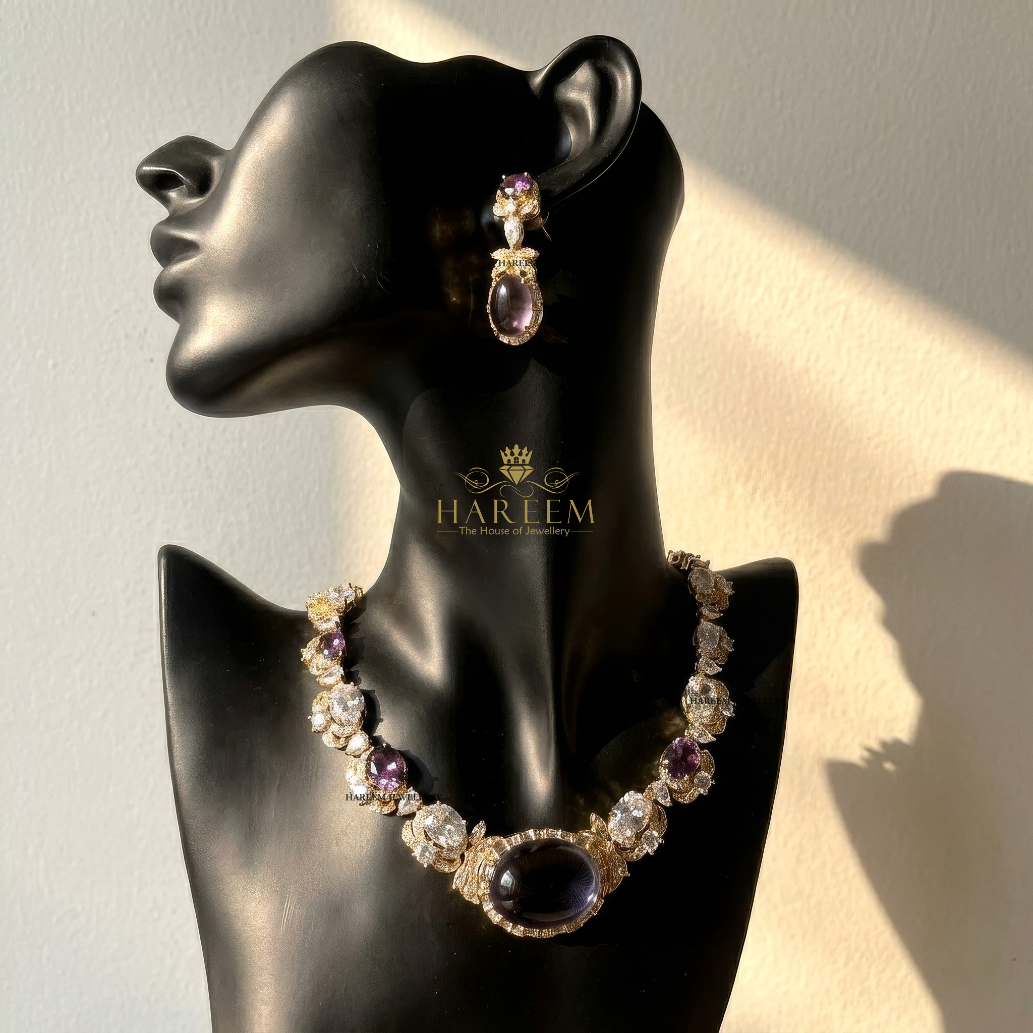 Lavender Amythest Aura Necklace Set