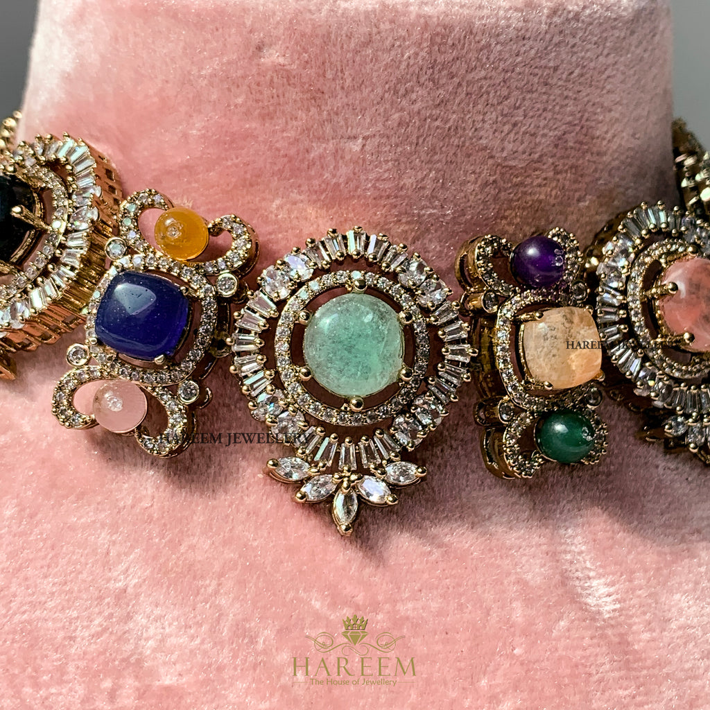 Aasha Multi Gemstone set