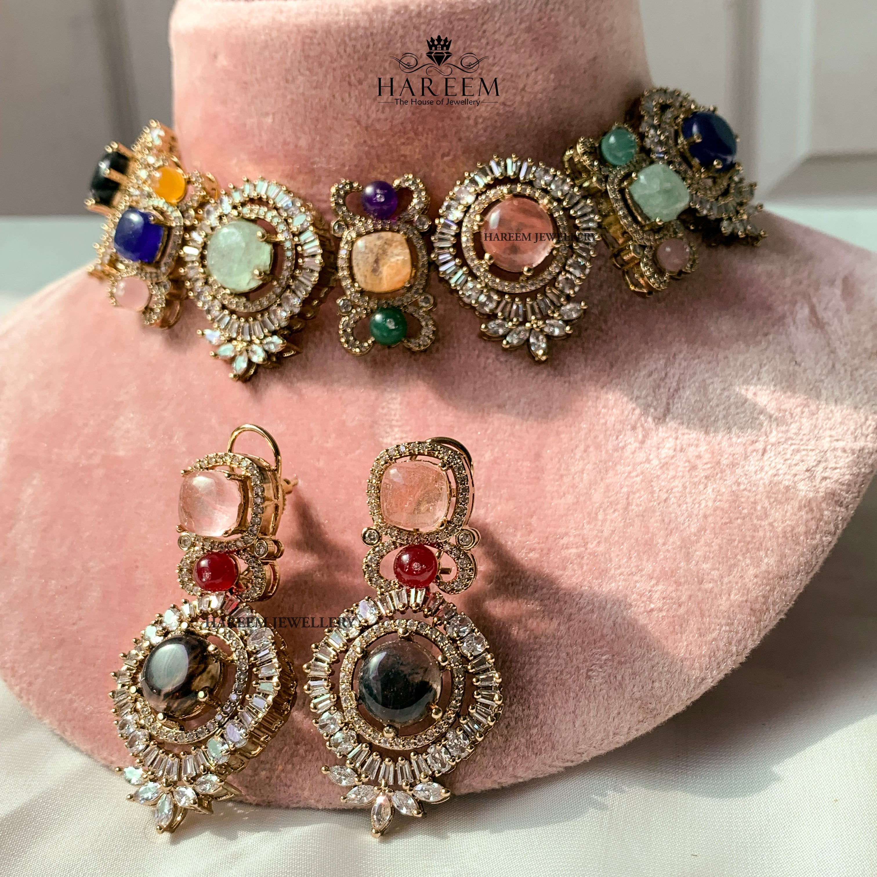 Aasha Multi Gemstone set