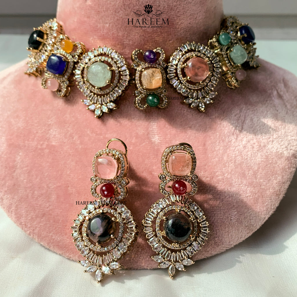 Aasha Multi Gemstone set