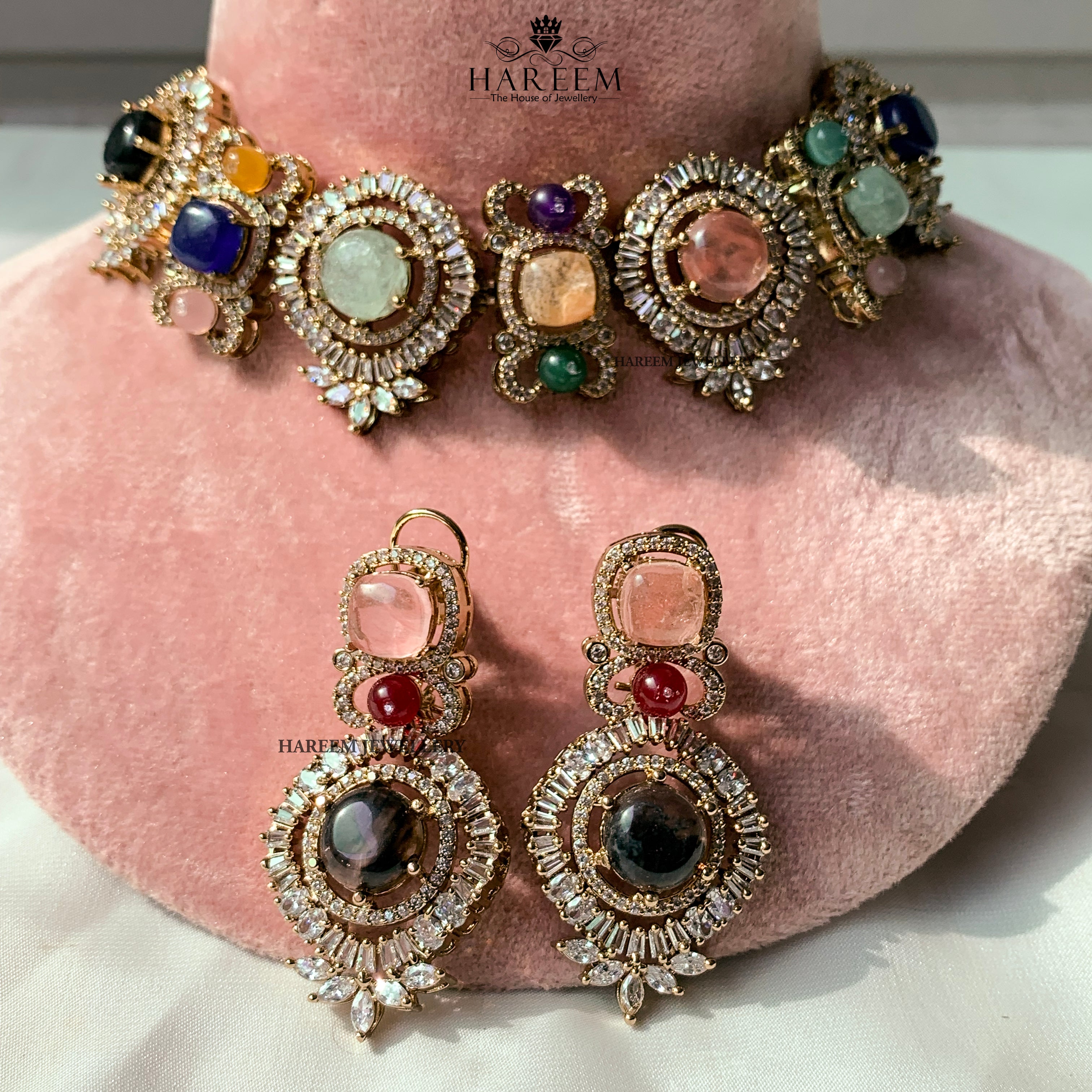 Aasha Multi Gemstone set