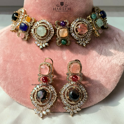 Aasha Multi Gemstone set