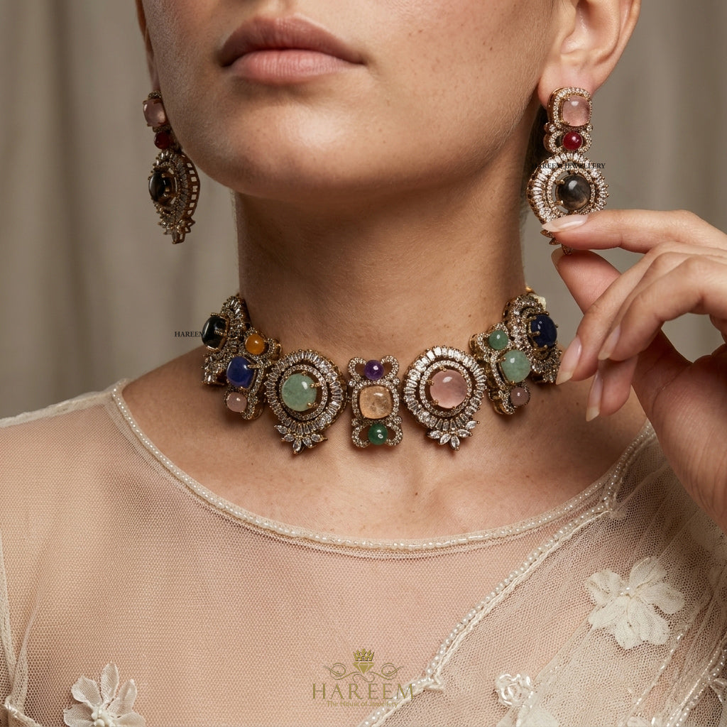 Aasha Multi Gemstone set