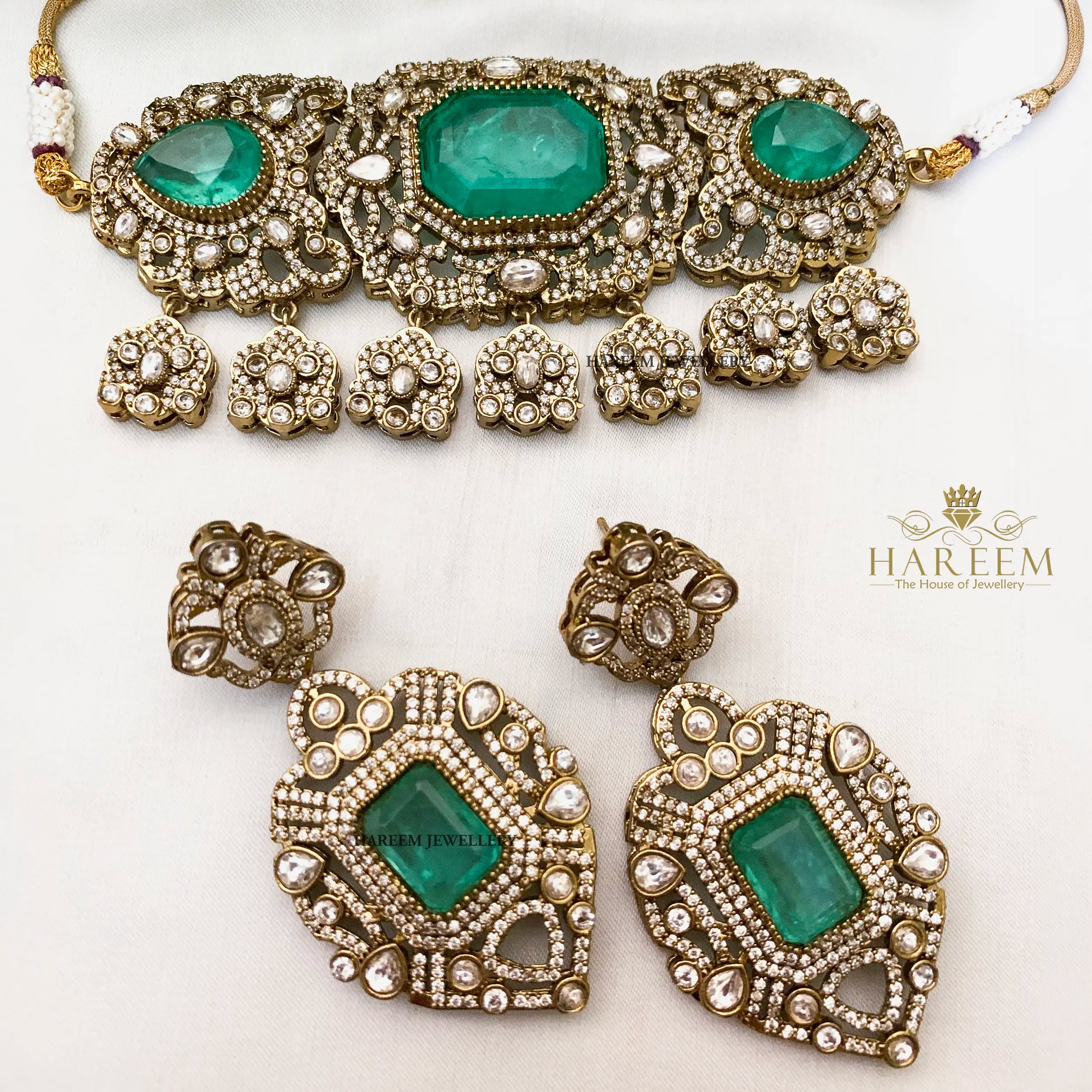 Kanchan Dublet stone Polki set