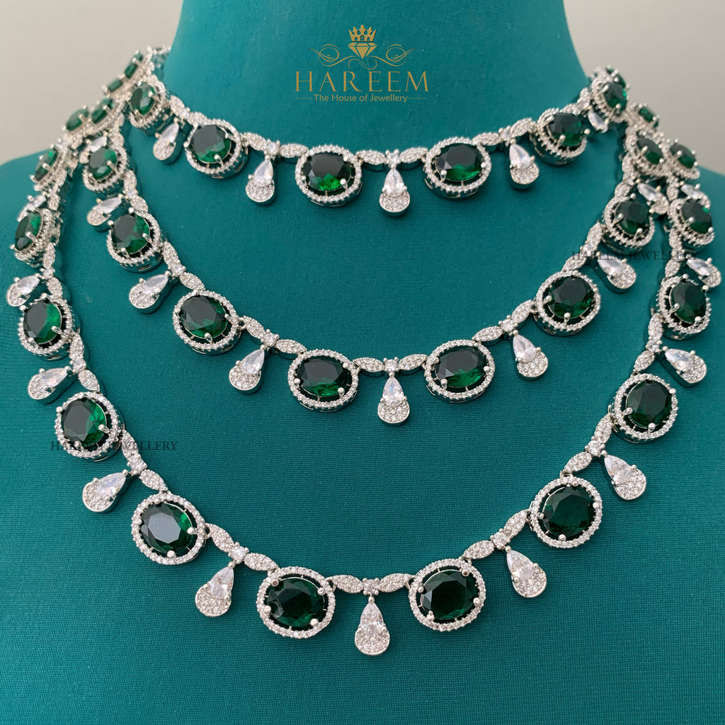 Amour 3 Layers of  Dimonte American Diamond Necklace Set