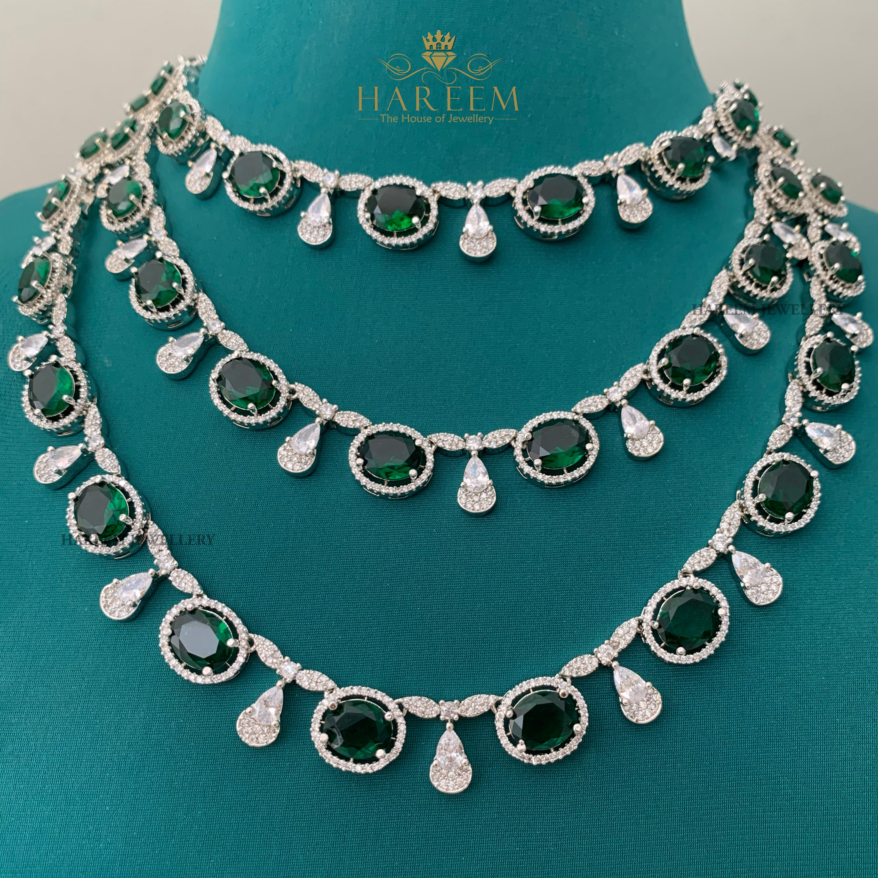 Amour 3 Layers of  Dimonte American Diamond Necklace Set
