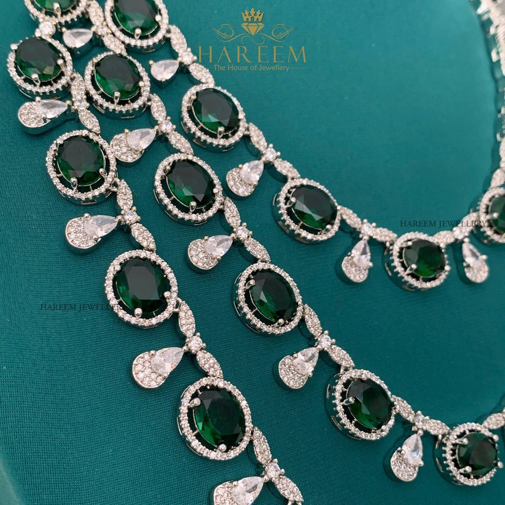 Amour 3 Layers of  Dimonte American Diamond Necklace Set